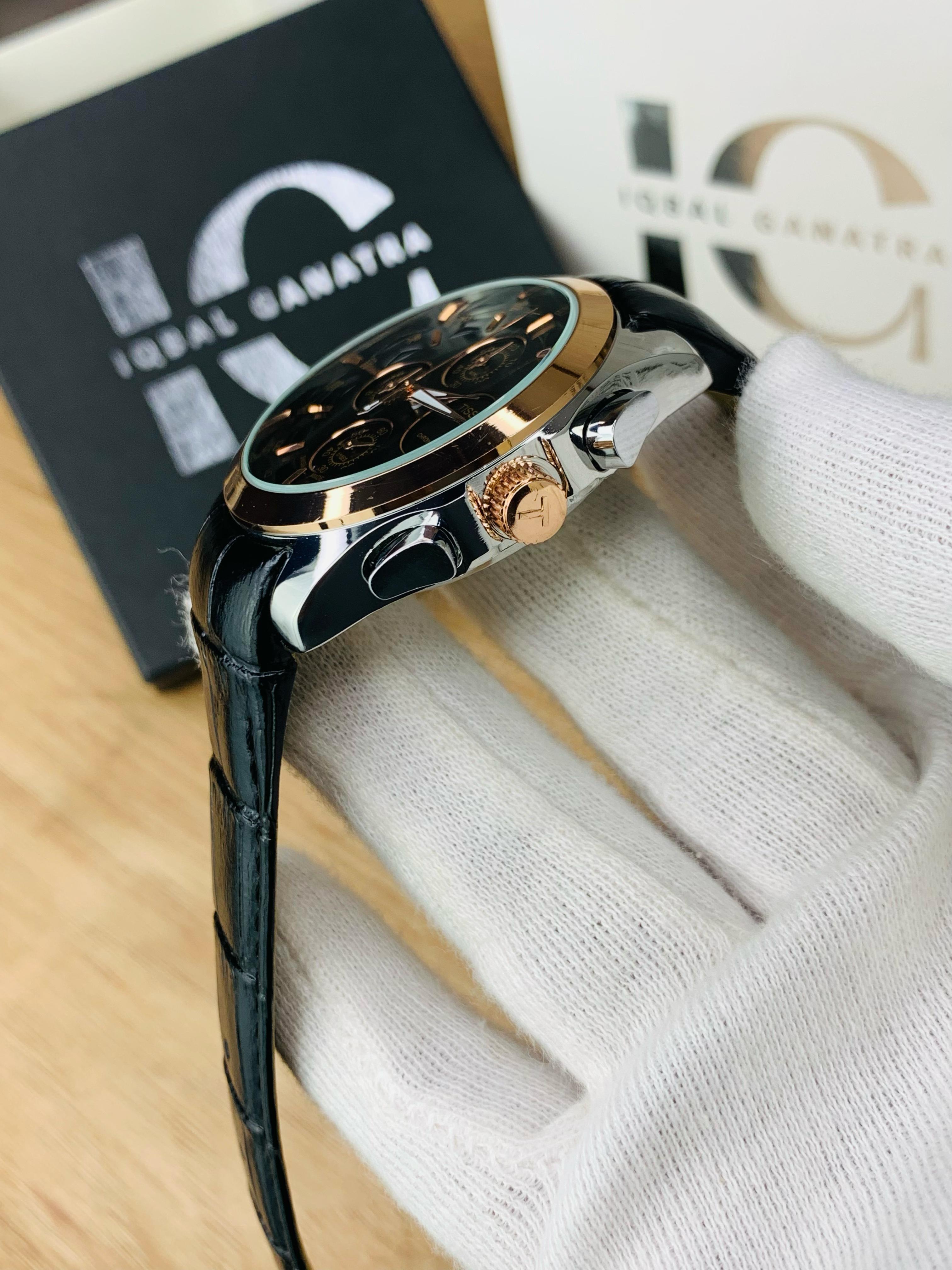 Branded Chronograph working Watch (Black Gold)