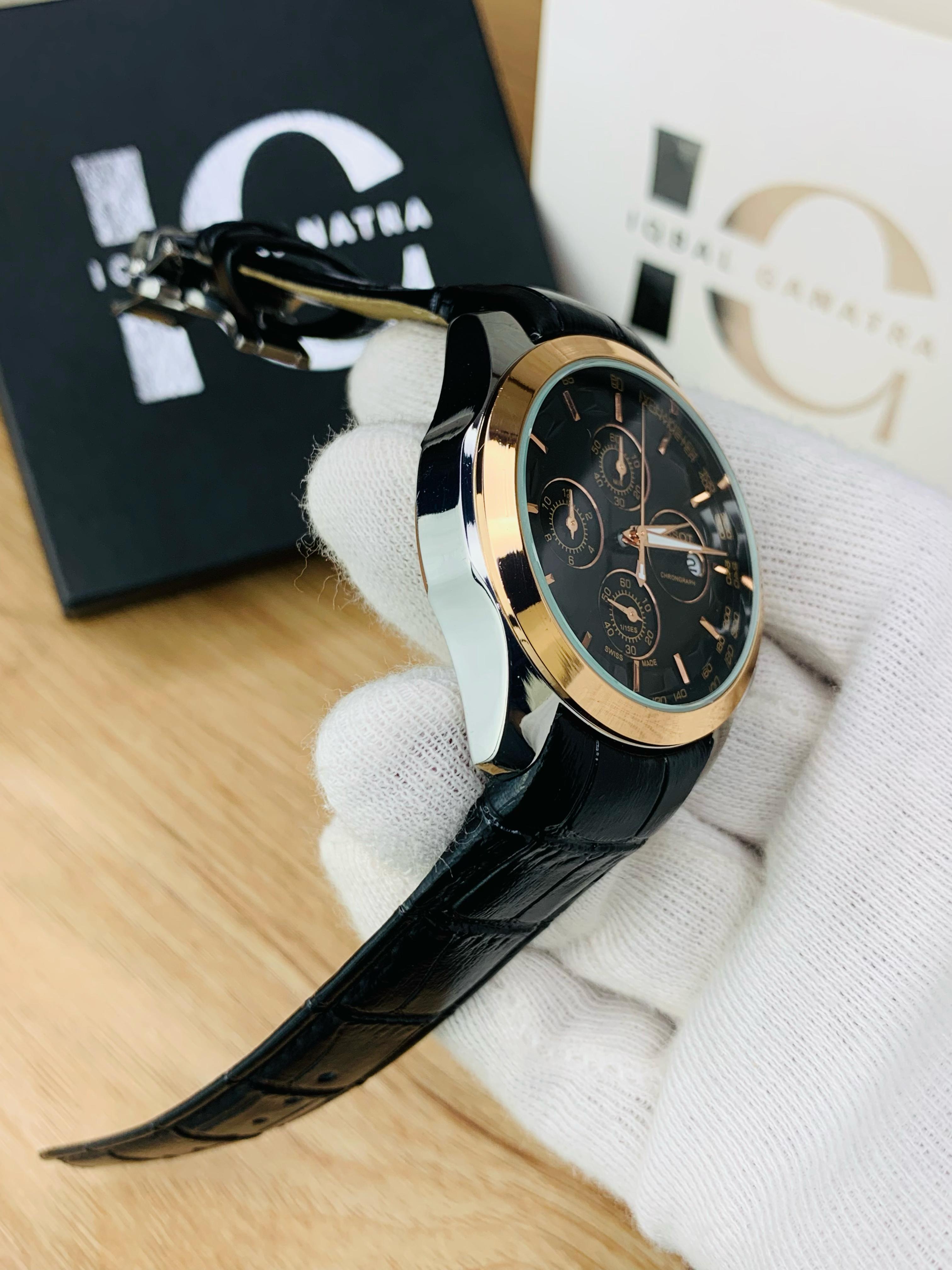 Branded Chronograph working Watch (Black Gold)