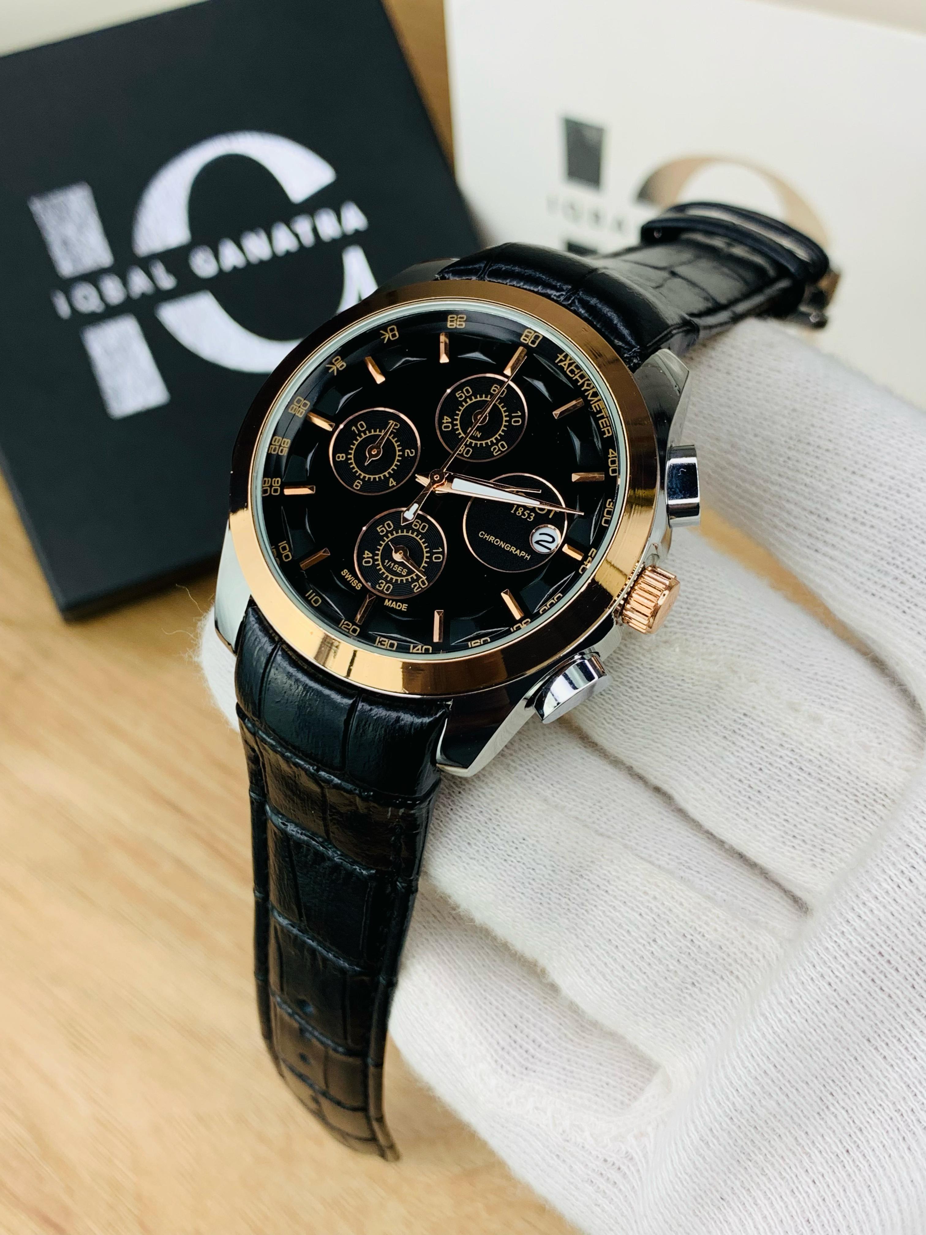 Branded Chronograph working Watch (Black Gold)