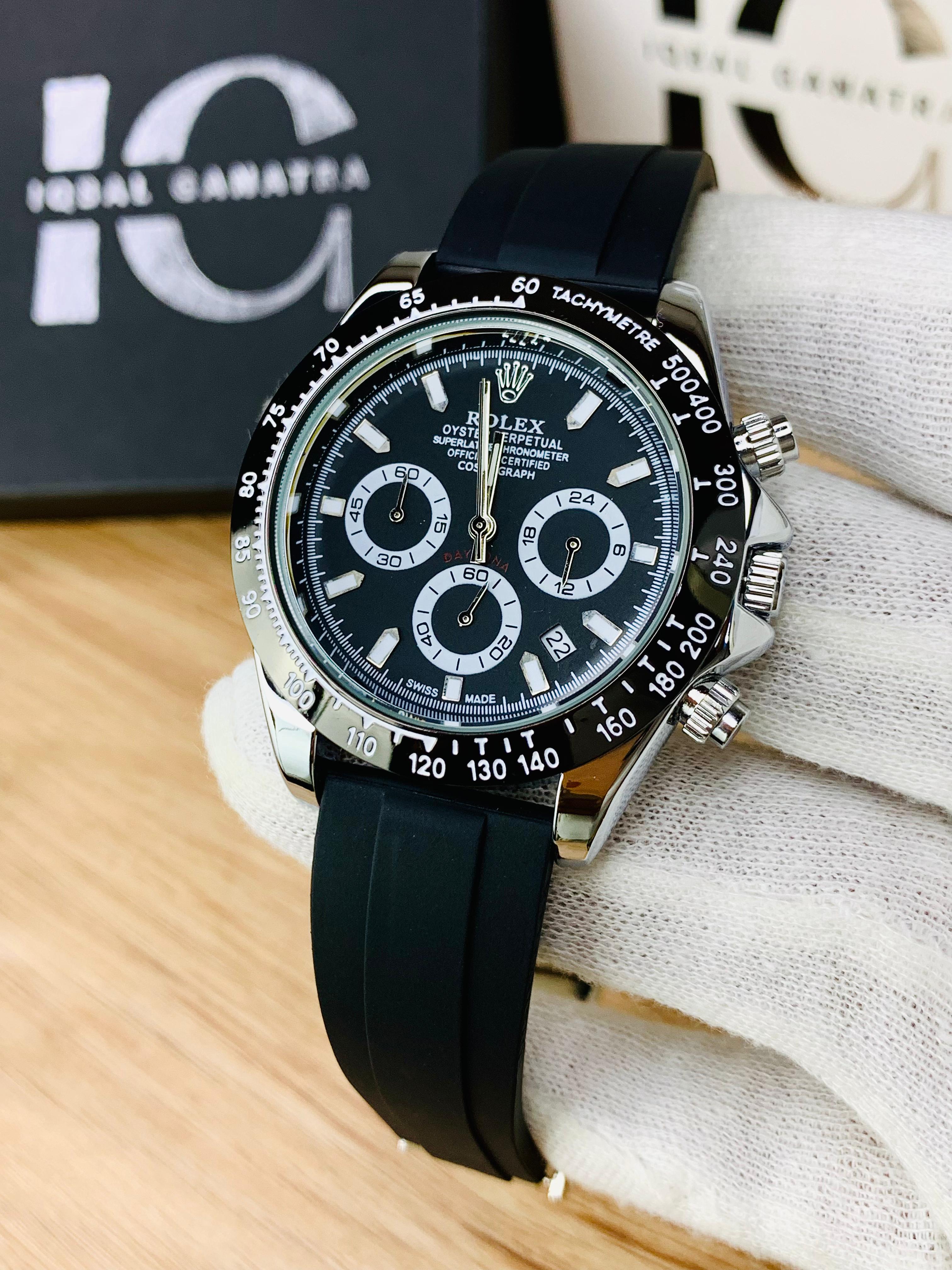 Daytona Chrono (Black Strap Silver Case Inner Black)