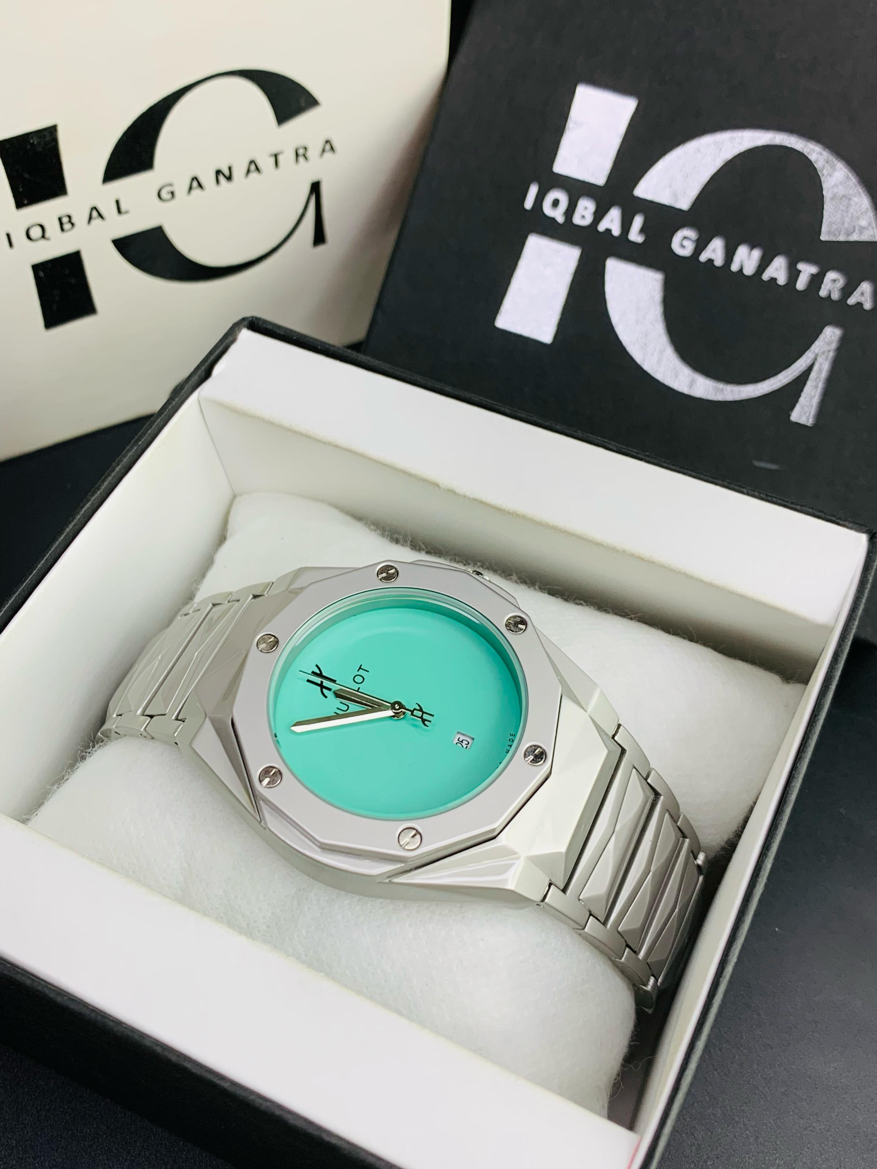 HB Plain Dial | Texture chain | Silver Sky Blue