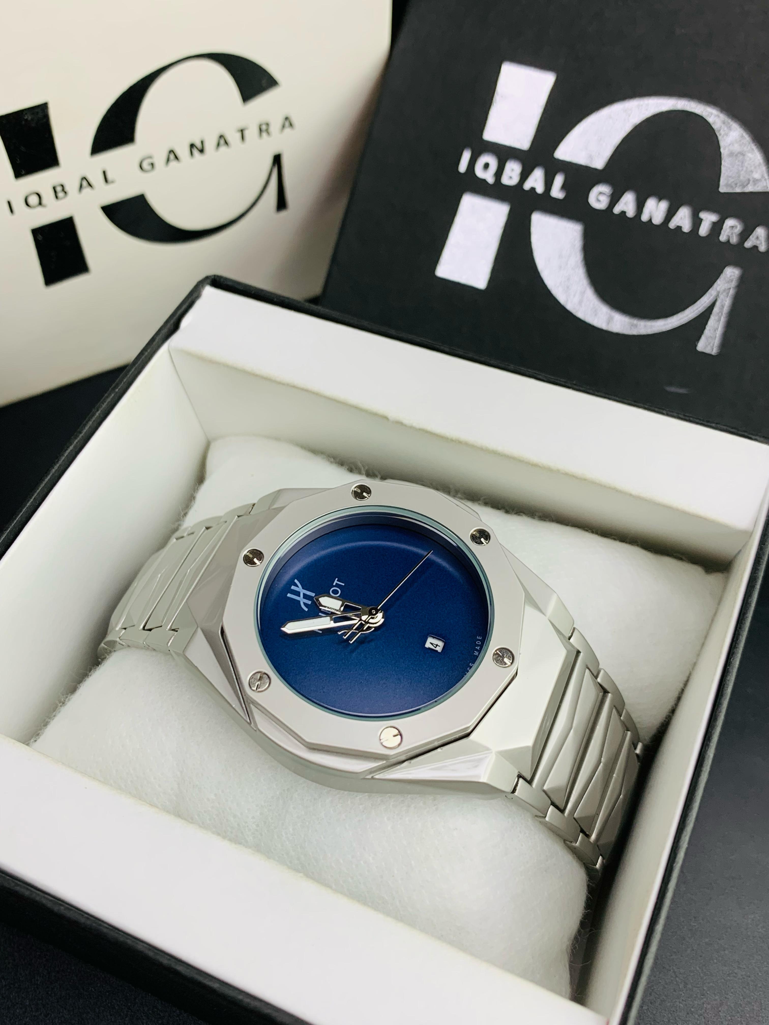 HB Plain Dial | Texture chain | Silver Blue