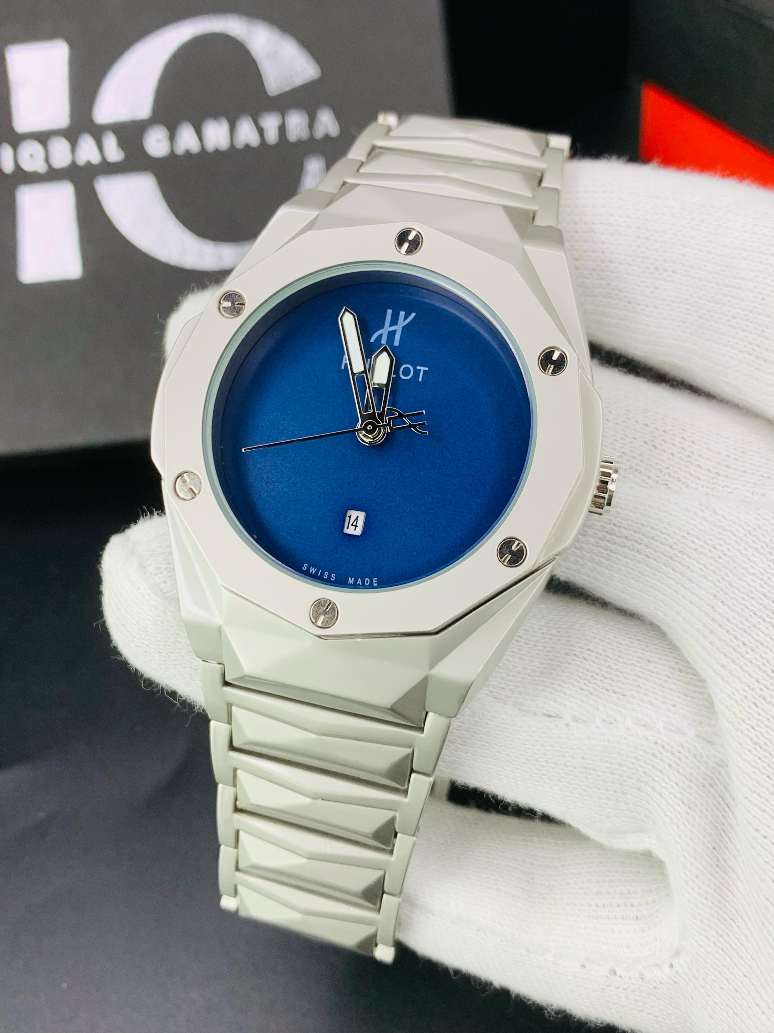 HB Plain Dial | Texture chain | Silver Blue