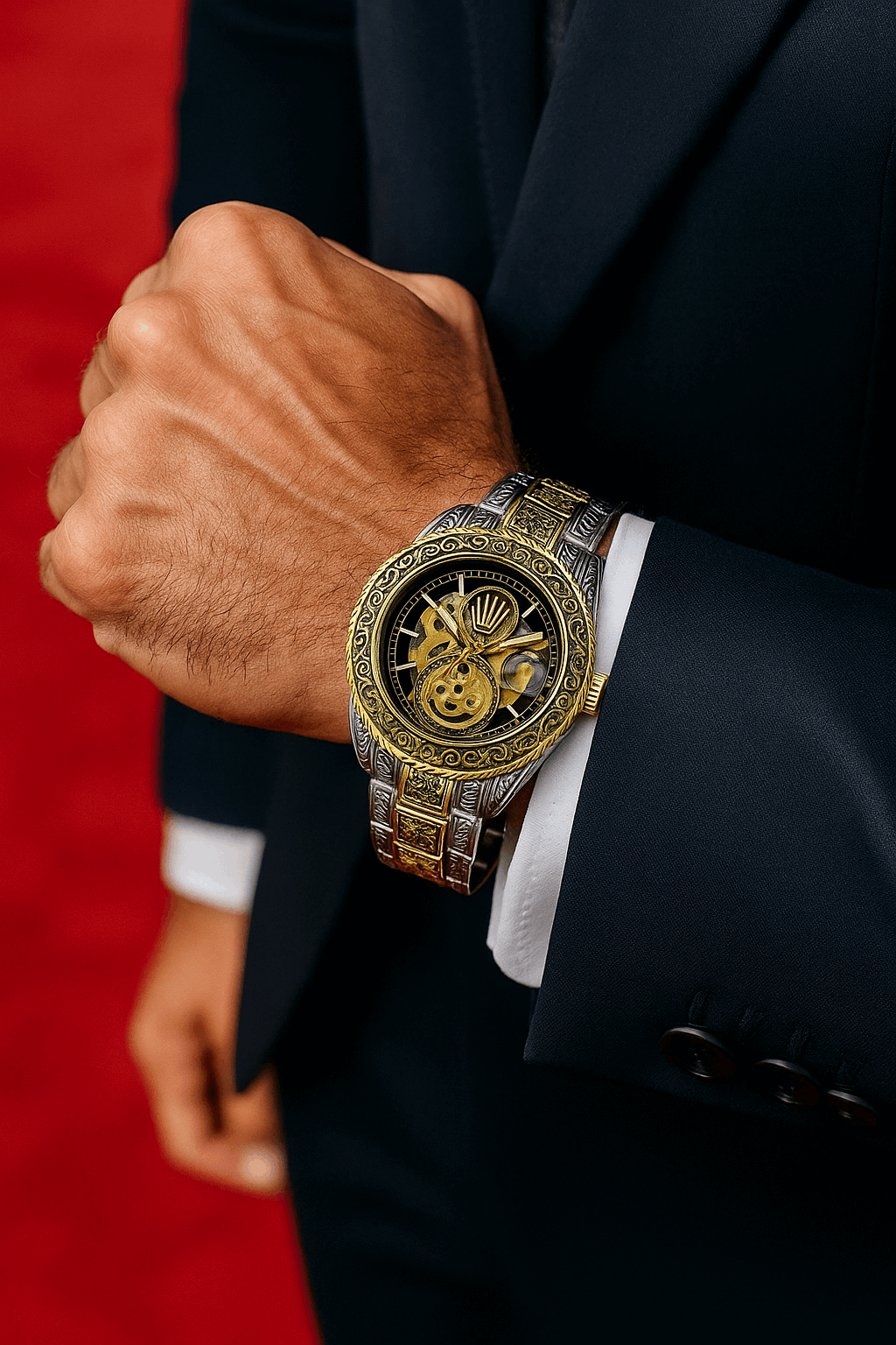 Skeleton Styled Engraved Model (Two Tone Black)