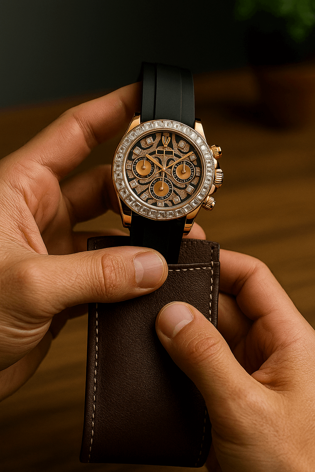 Stone Studded Strap Model (Rose Gold)