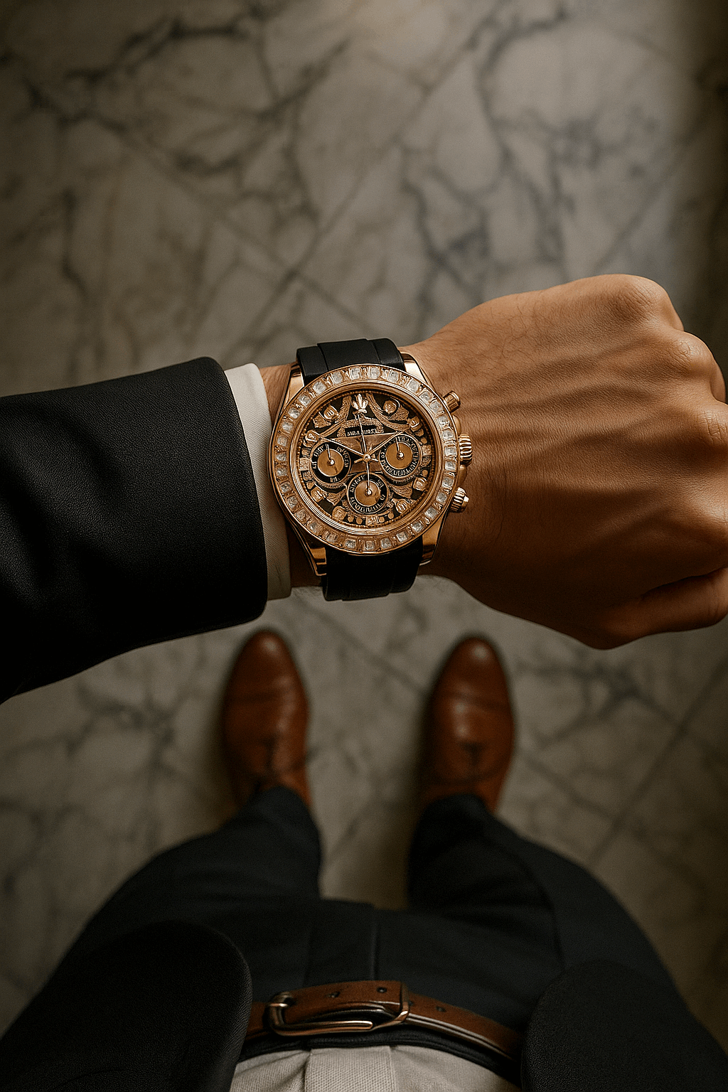 Stone Studded Strap Model (Rose Gold)