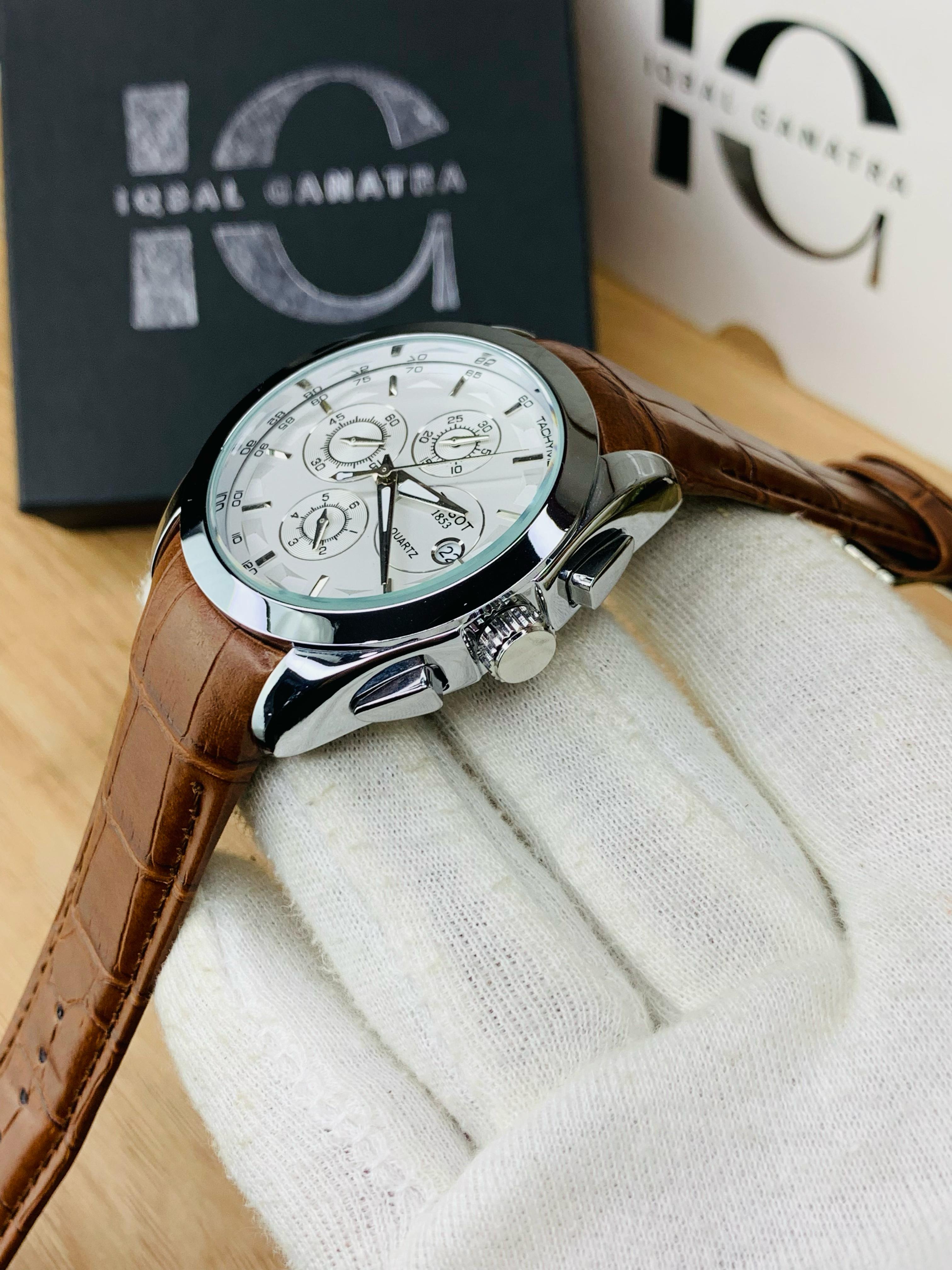 Branded Chronograph working Watch (Brown Silver)