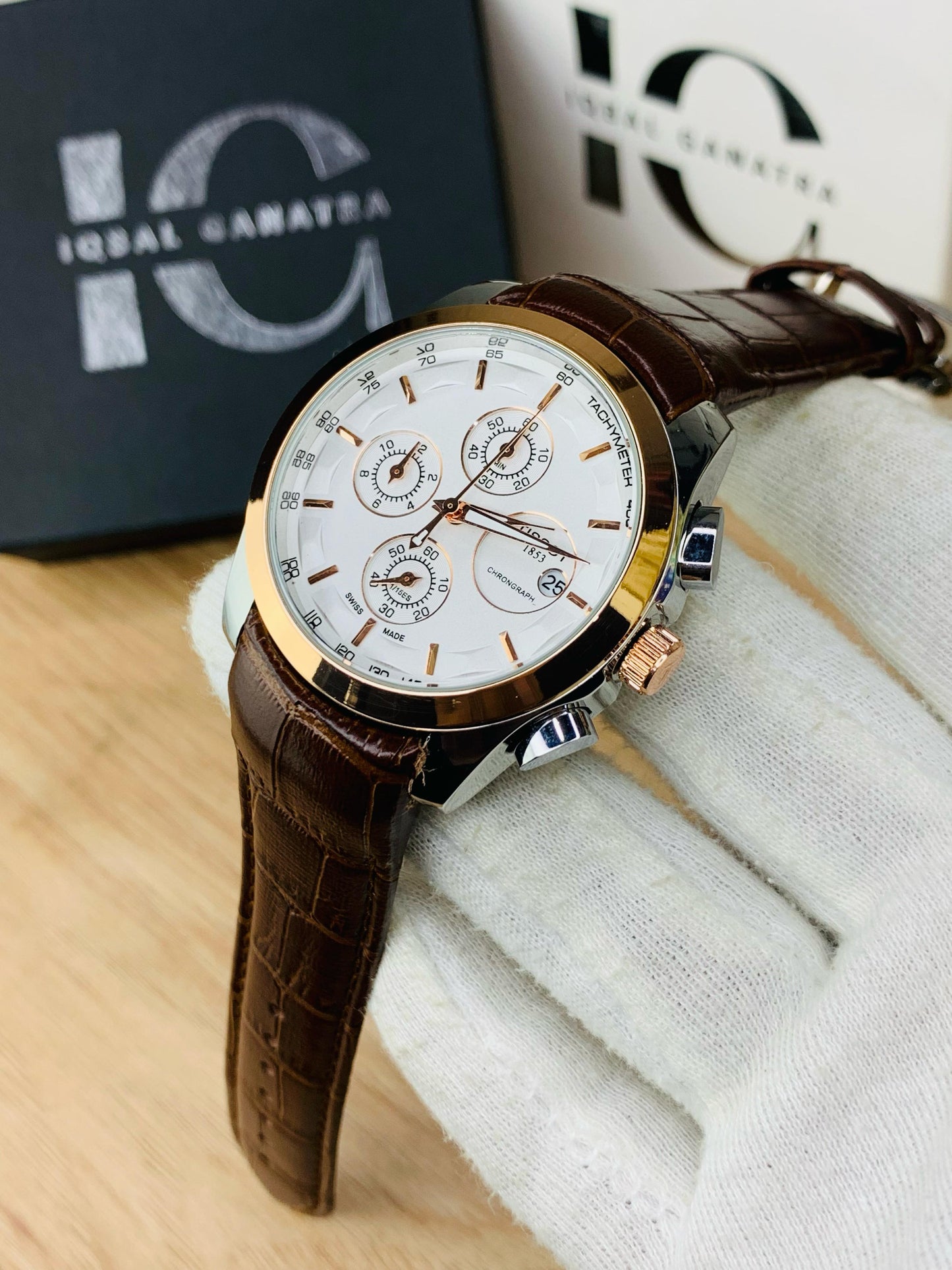 Branded Chronograph working Watch (Brown Gold)