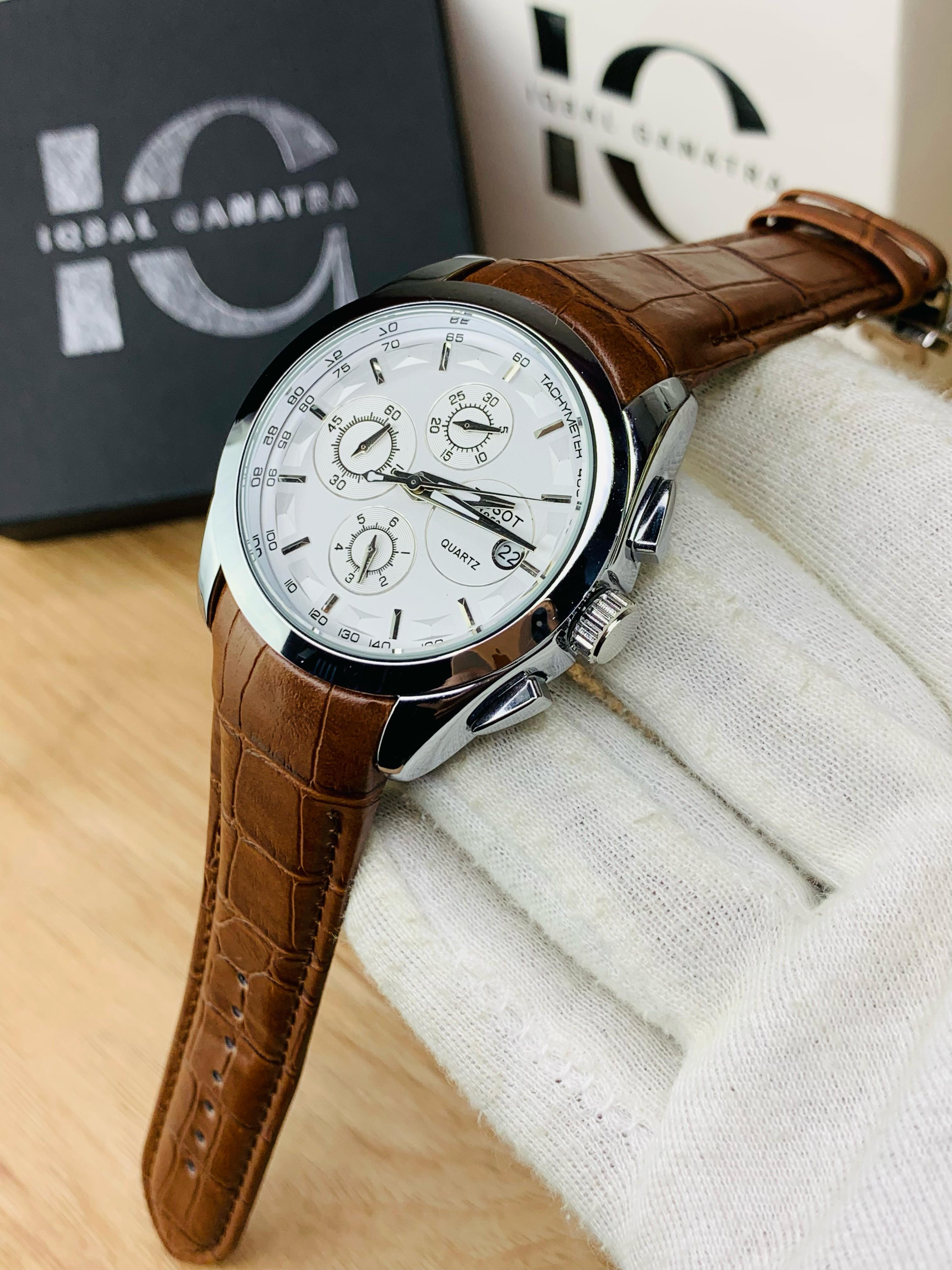 Branded Chronograph working Watch (Brown Silver)