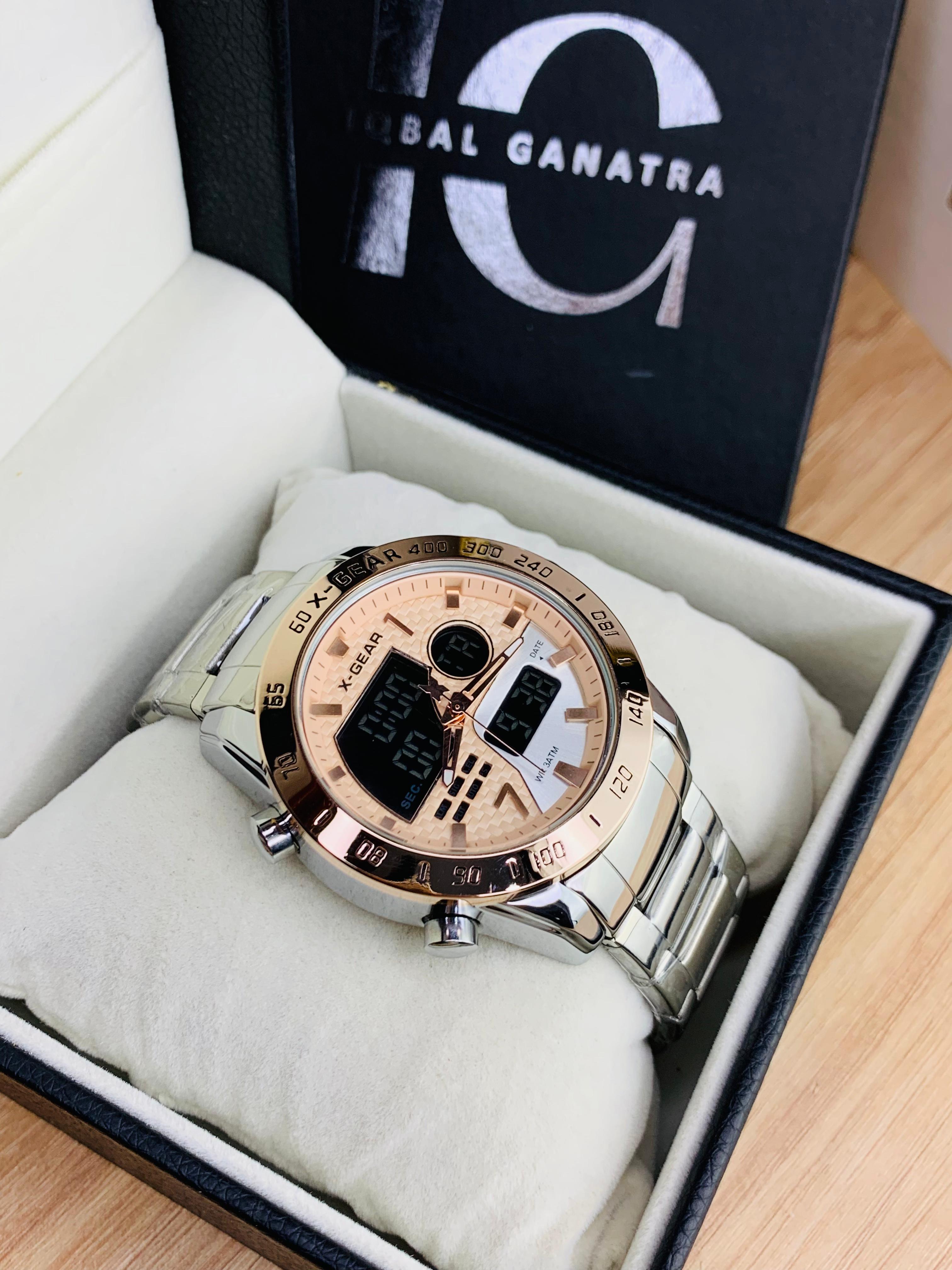 X Gear Original Dual Time Watch (Silver Inner Pink)