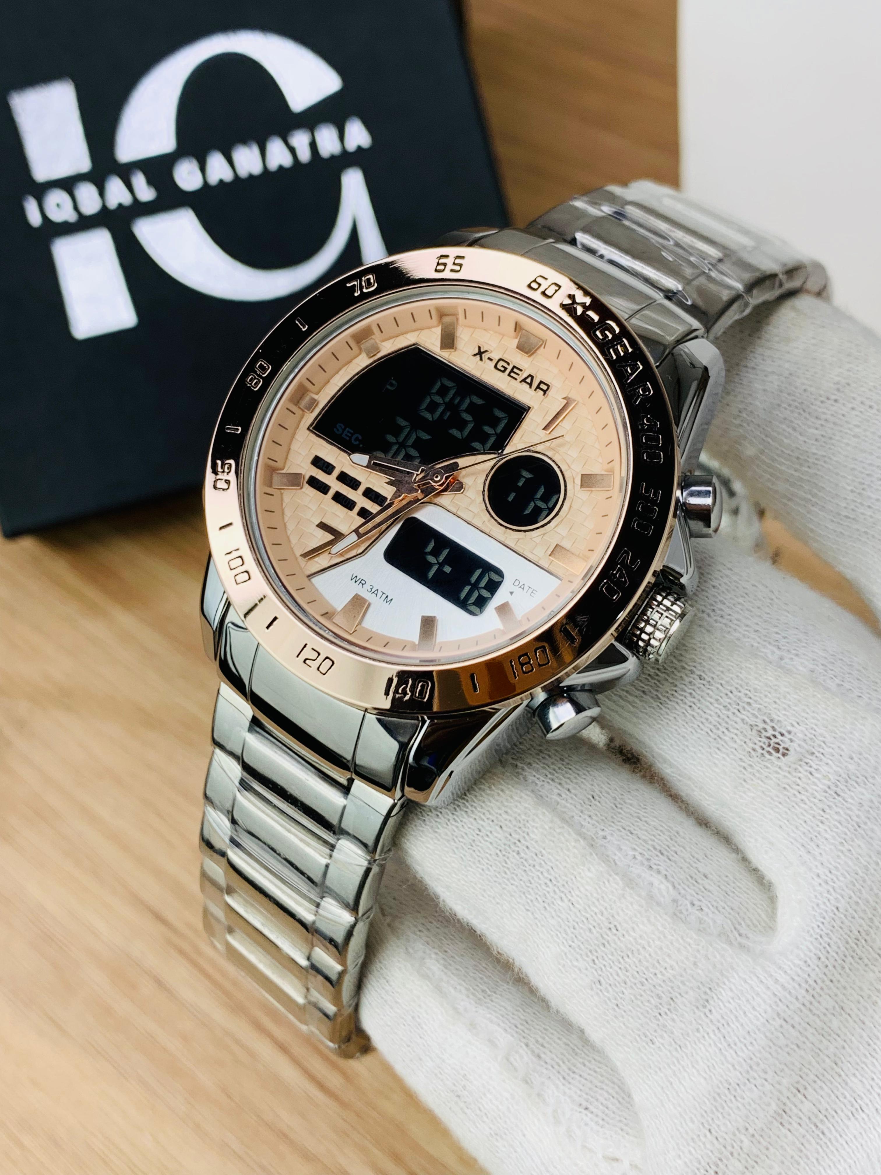 X Gear Original Dual Time Watch (Silver Inner Pink)