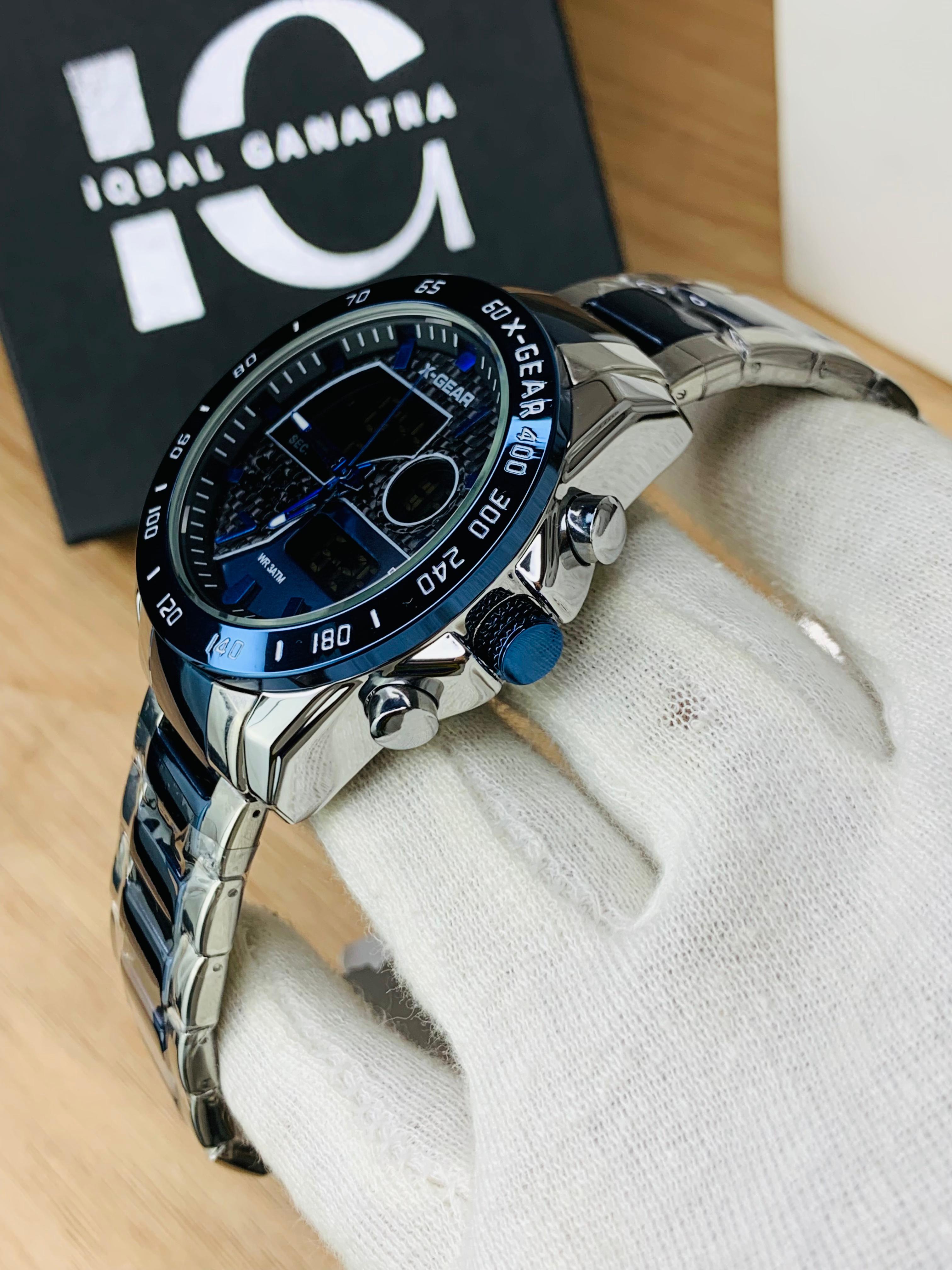 X Gear Original Dual Time Watch (Two Tone Inner Blue)