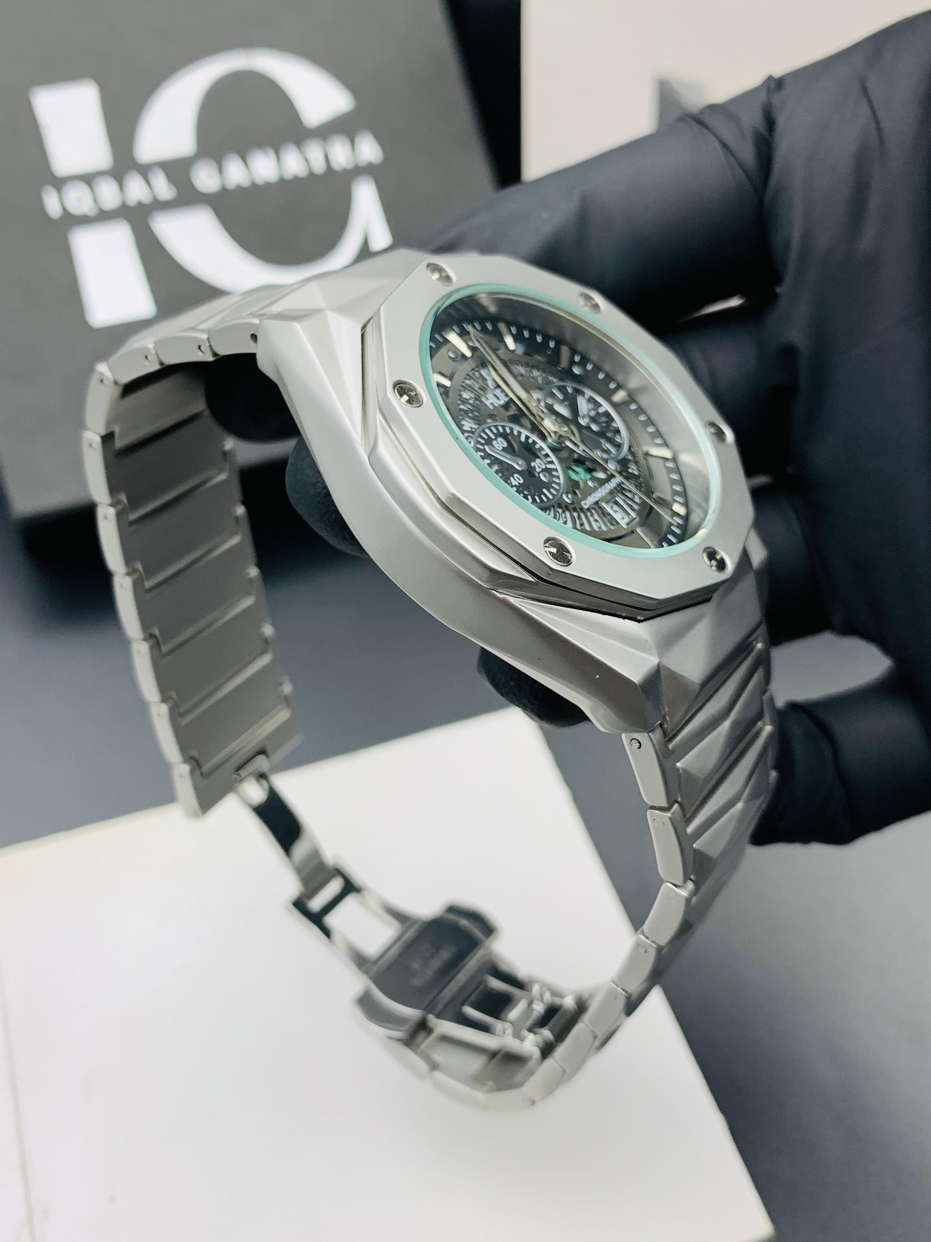 Diamond Cut | Date Adjustment | Texture Chain |Silver Black