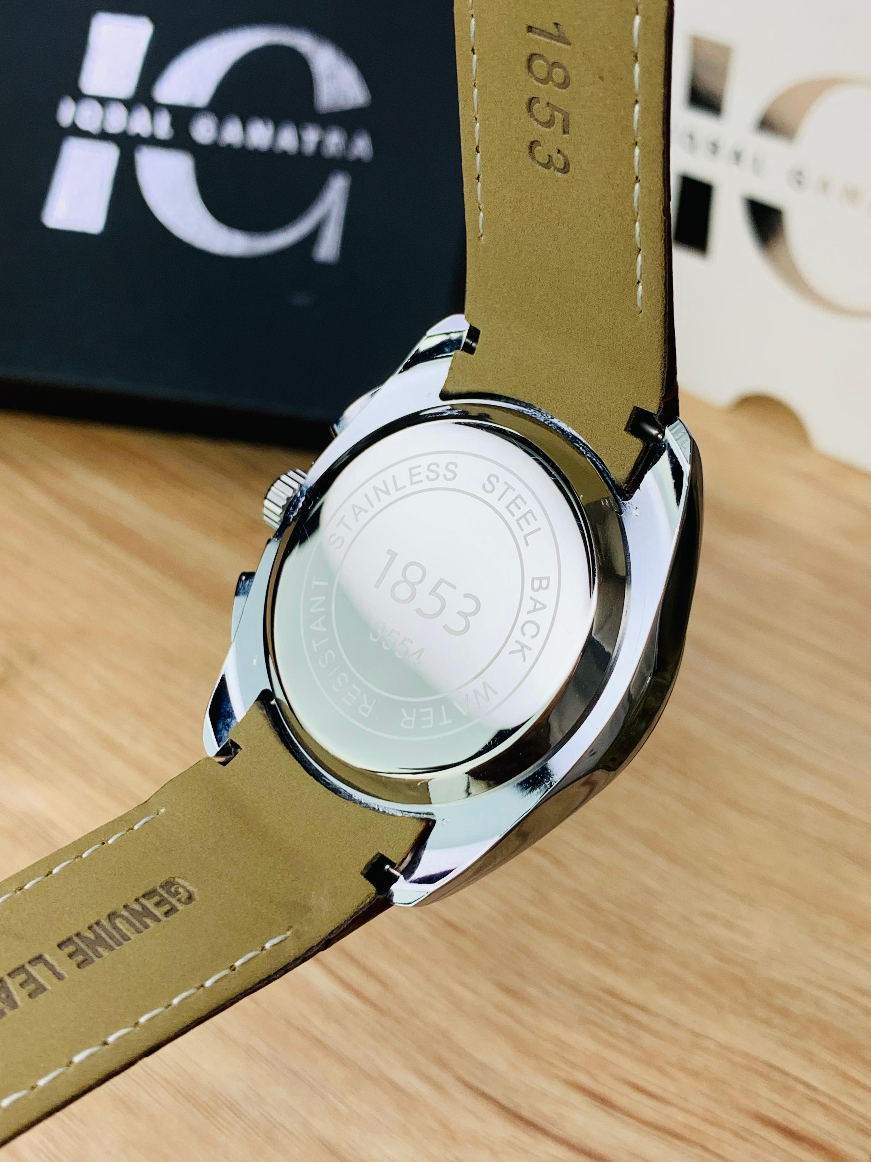 Branded Chronograph working Watch (Golden Case Brown Strap)