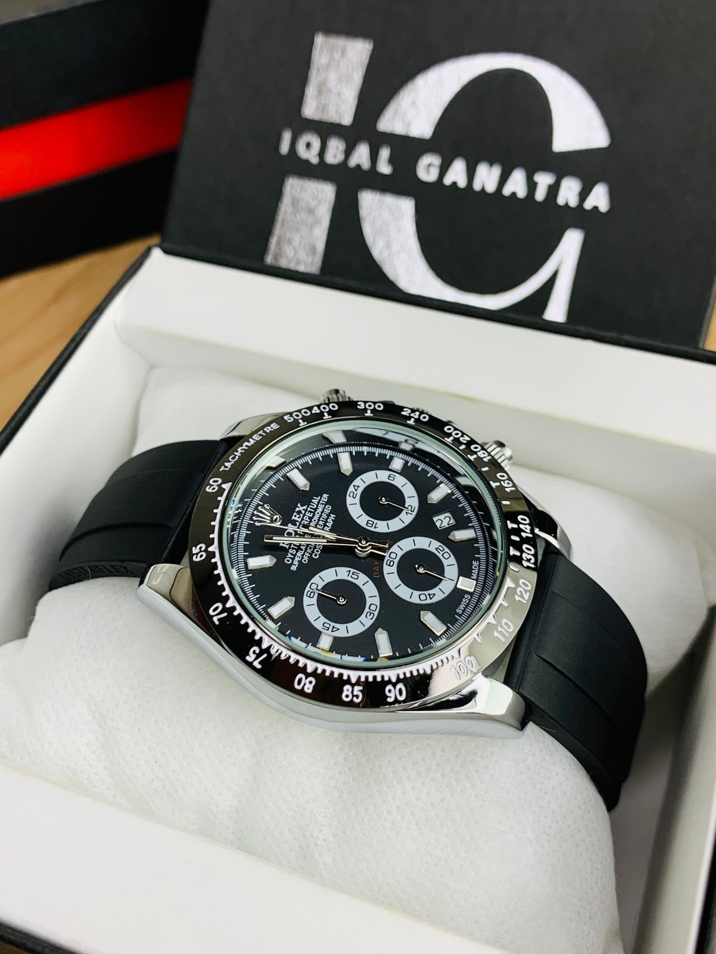 Daytona Chrono (Black Strap Silver Case Inner Black)