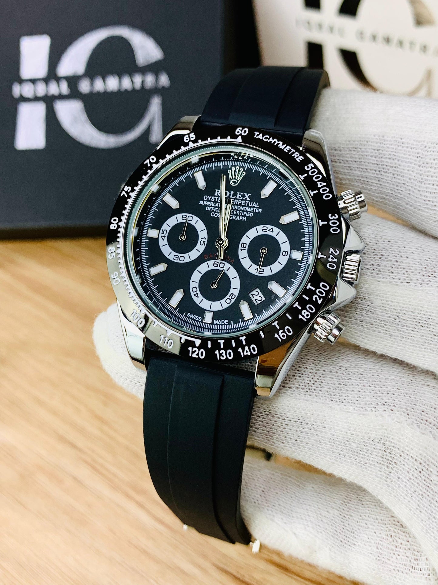 Daytona Chrono (Black Strap Silver Case Inner Black)