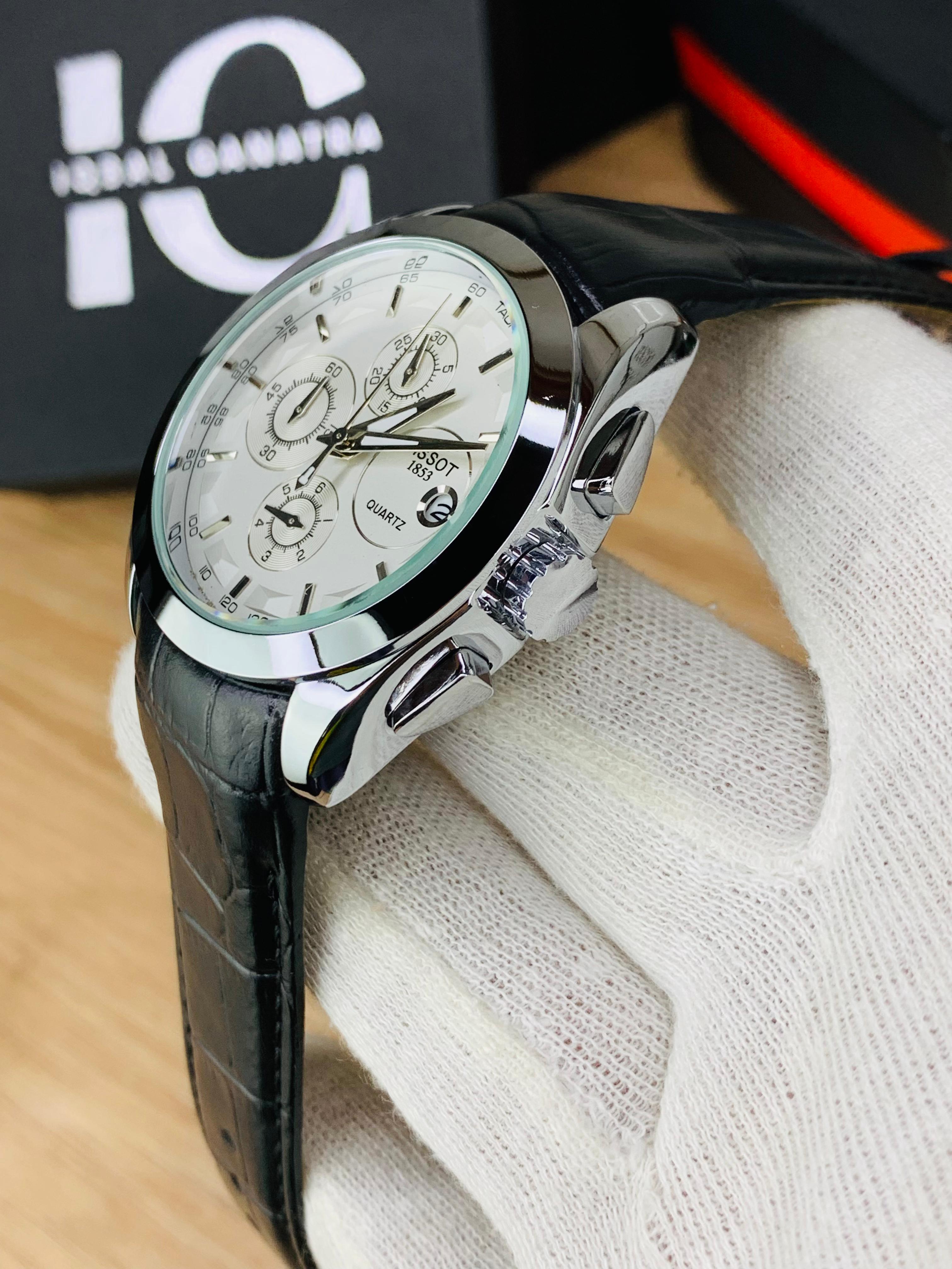 Branded Chronograph working Watch (White Dial Black Strap)