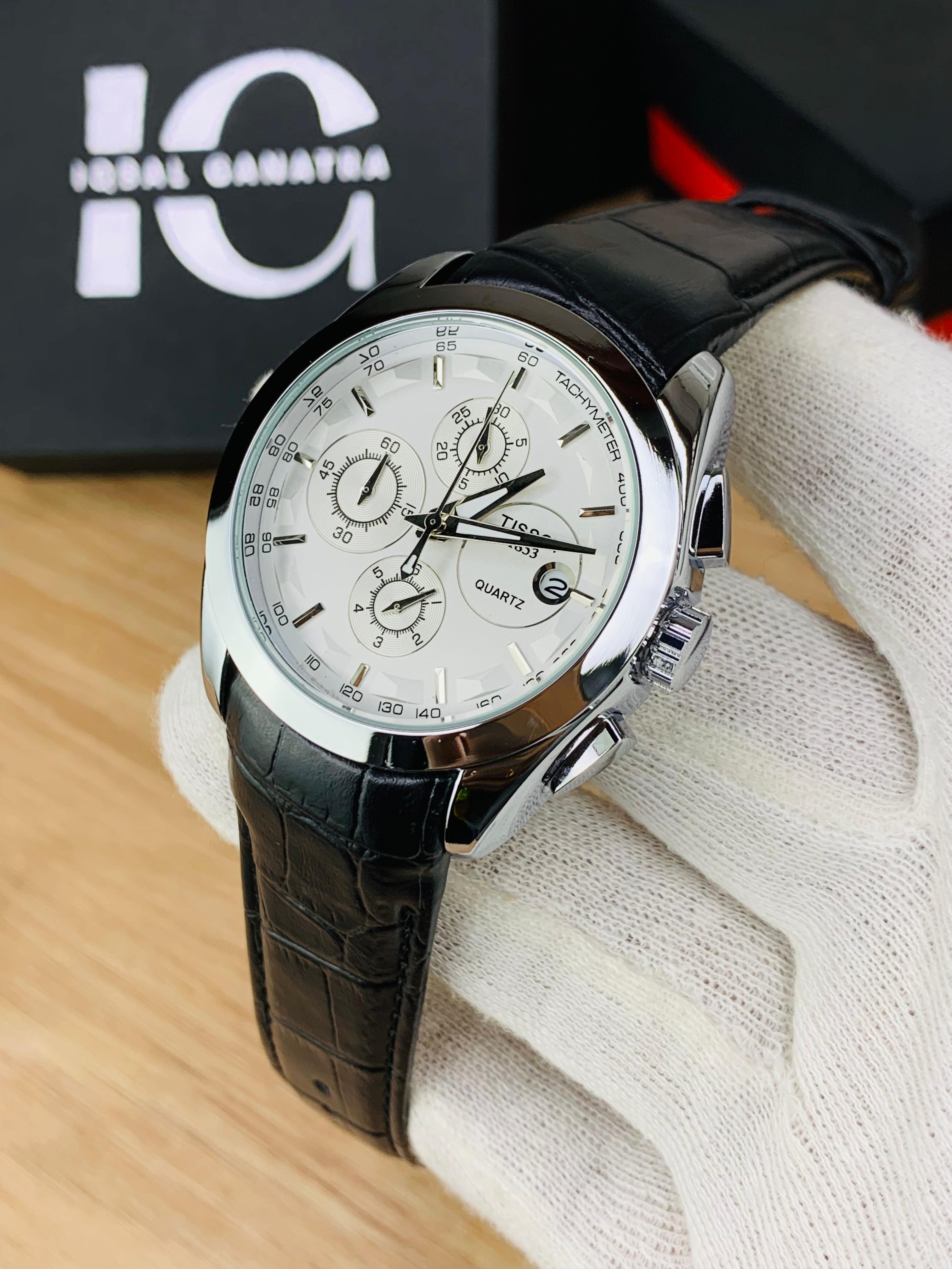 Branded Chronograph working Watch (White Dial Black Strap)