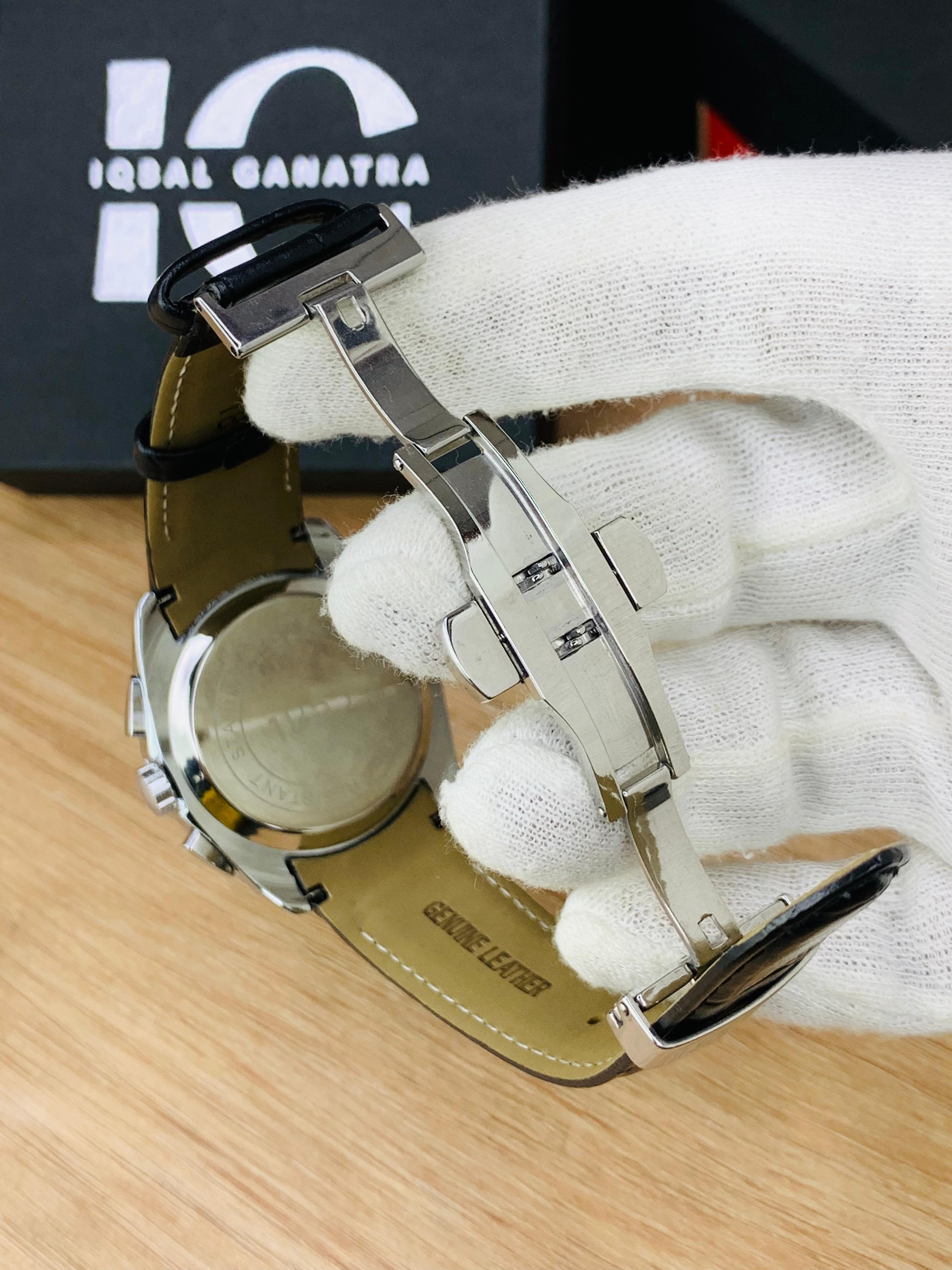 Branded Chronograph working Watch (White Dial Black Strap)