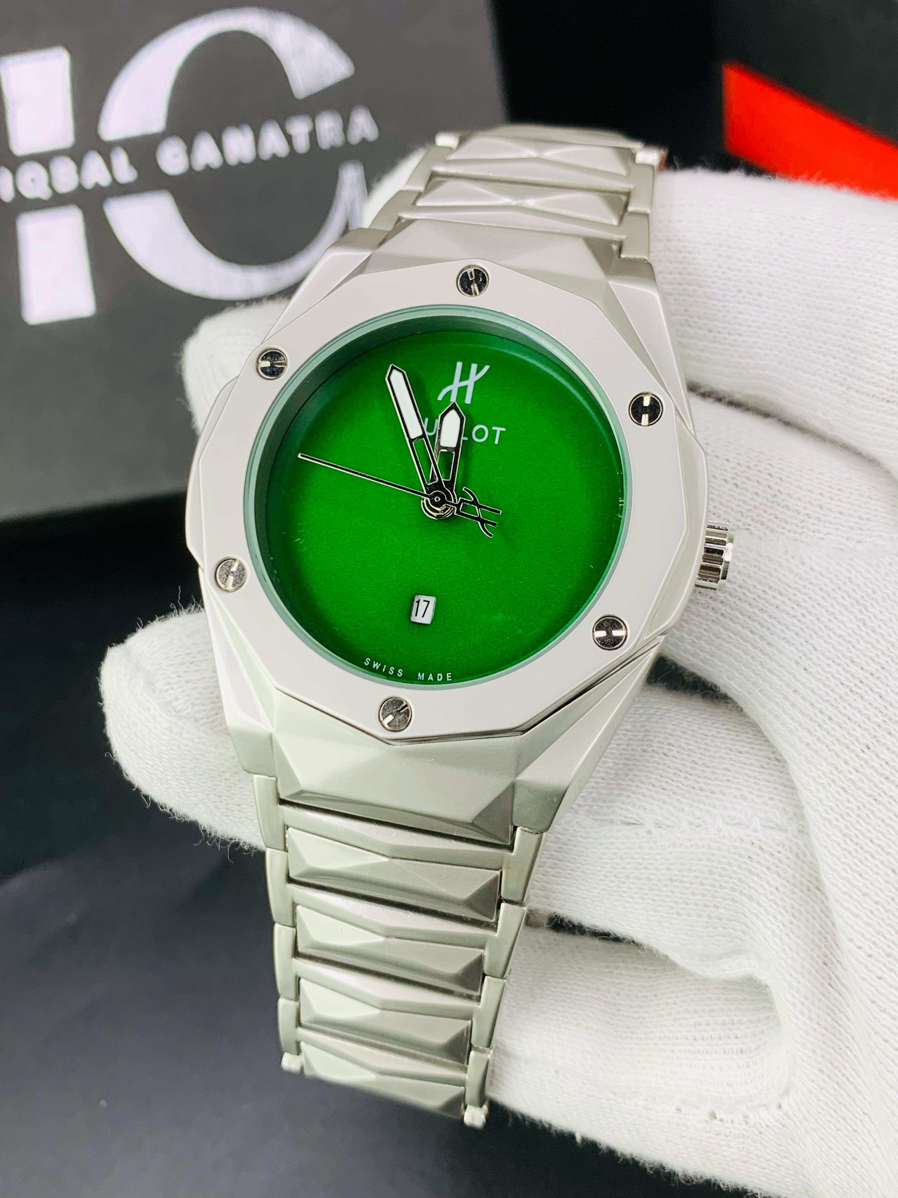 HB Plain Dial | Texture chain | Silver Green