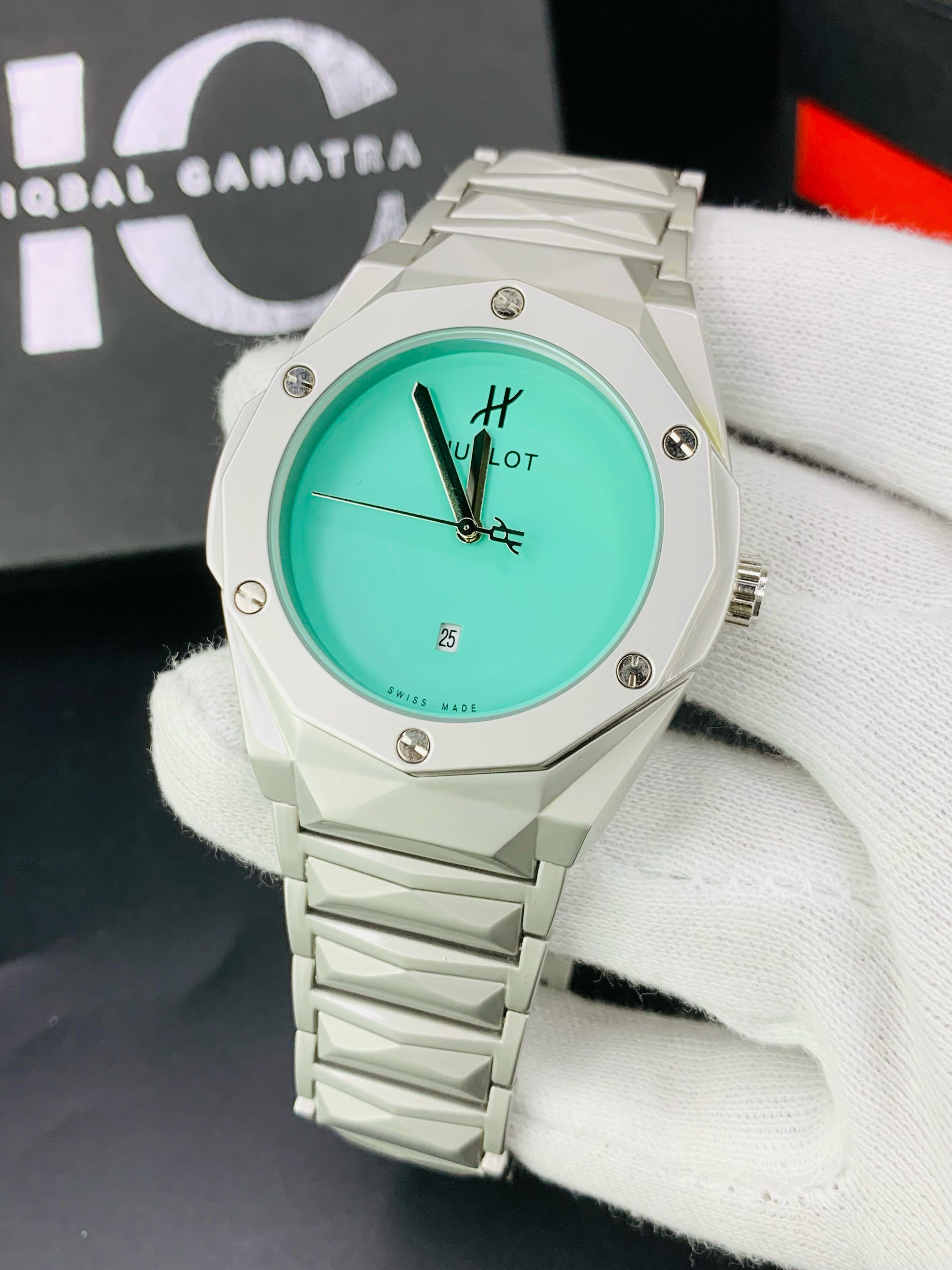 HB Plain Dial | Texture chain | Silver Sky Blue