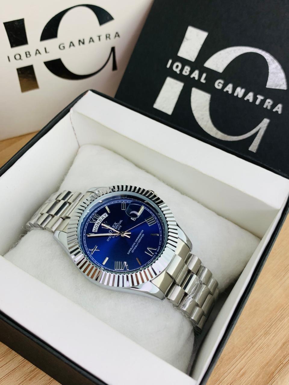 Fluted Bezel Day And Date Model (Blue)
