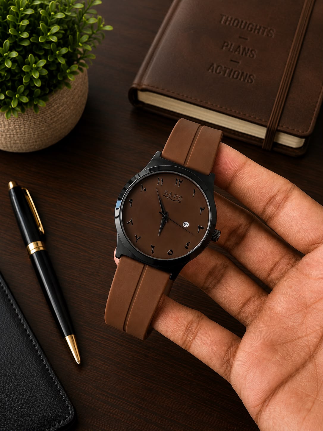 Sabr Watch | Brown Strap | Black Brown Dial