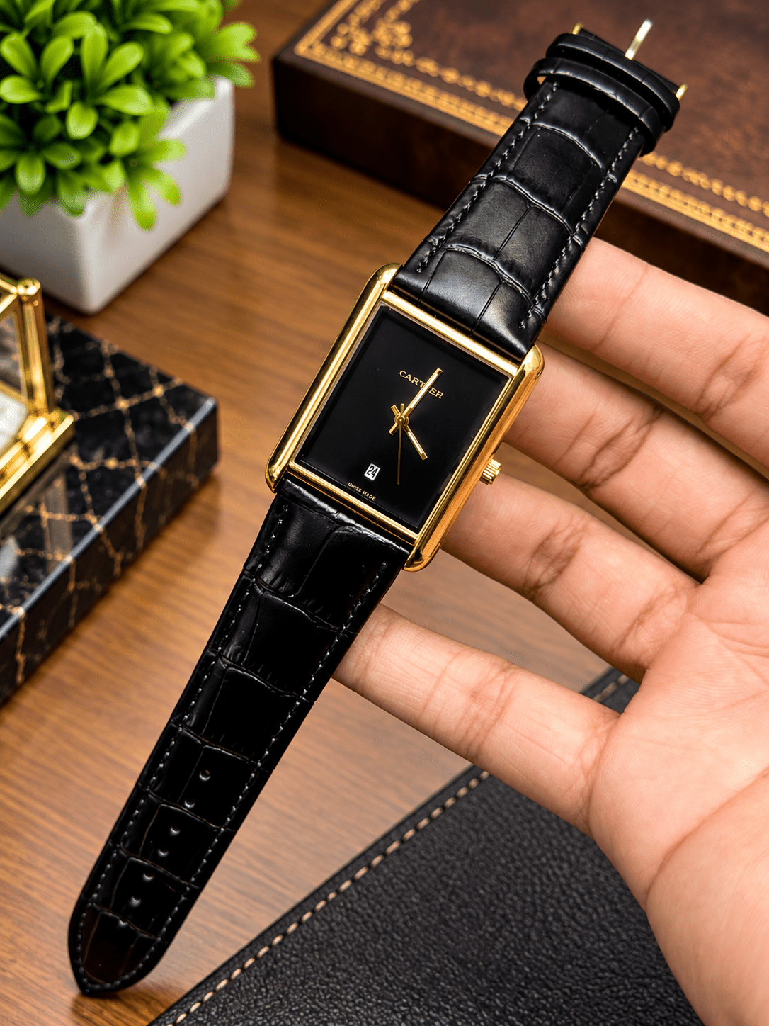 CTR Tank | Black Strap | Gold Black (Plain Dial)