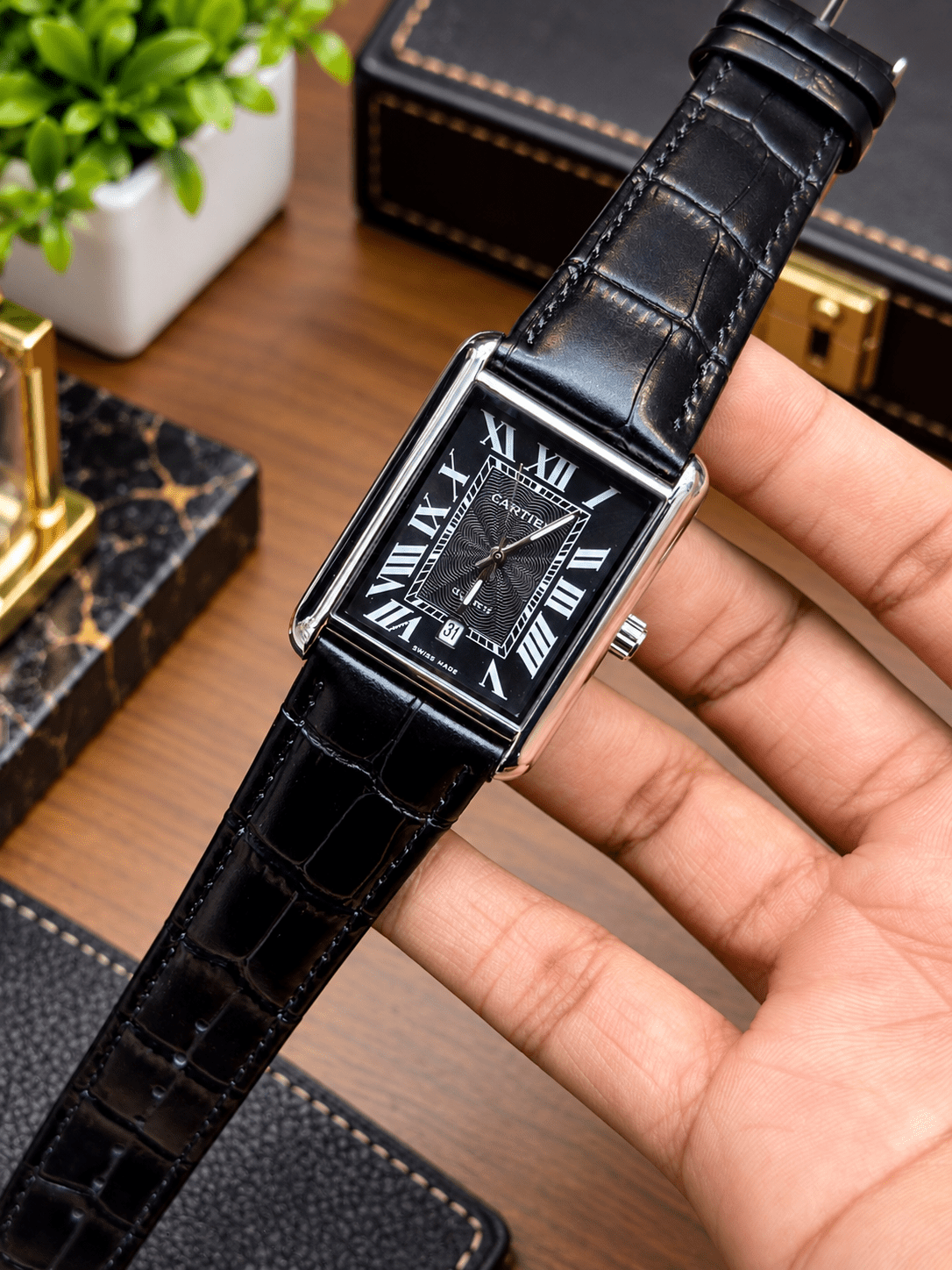 CTR Tank | Black Strap | Silver Black (Roman Dial)