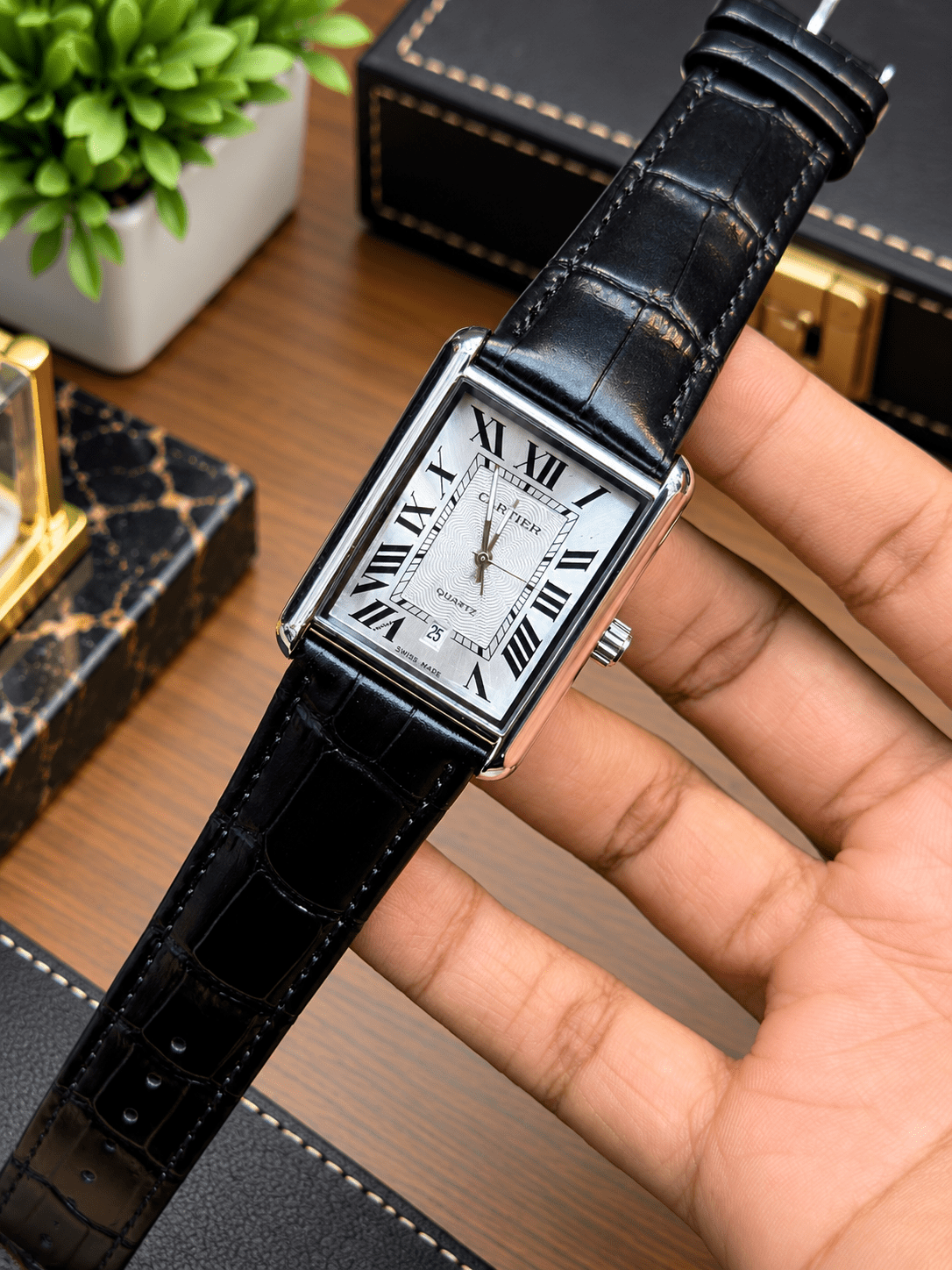 CTR Tank | Black Strap | Silver White (Roman Dial)
