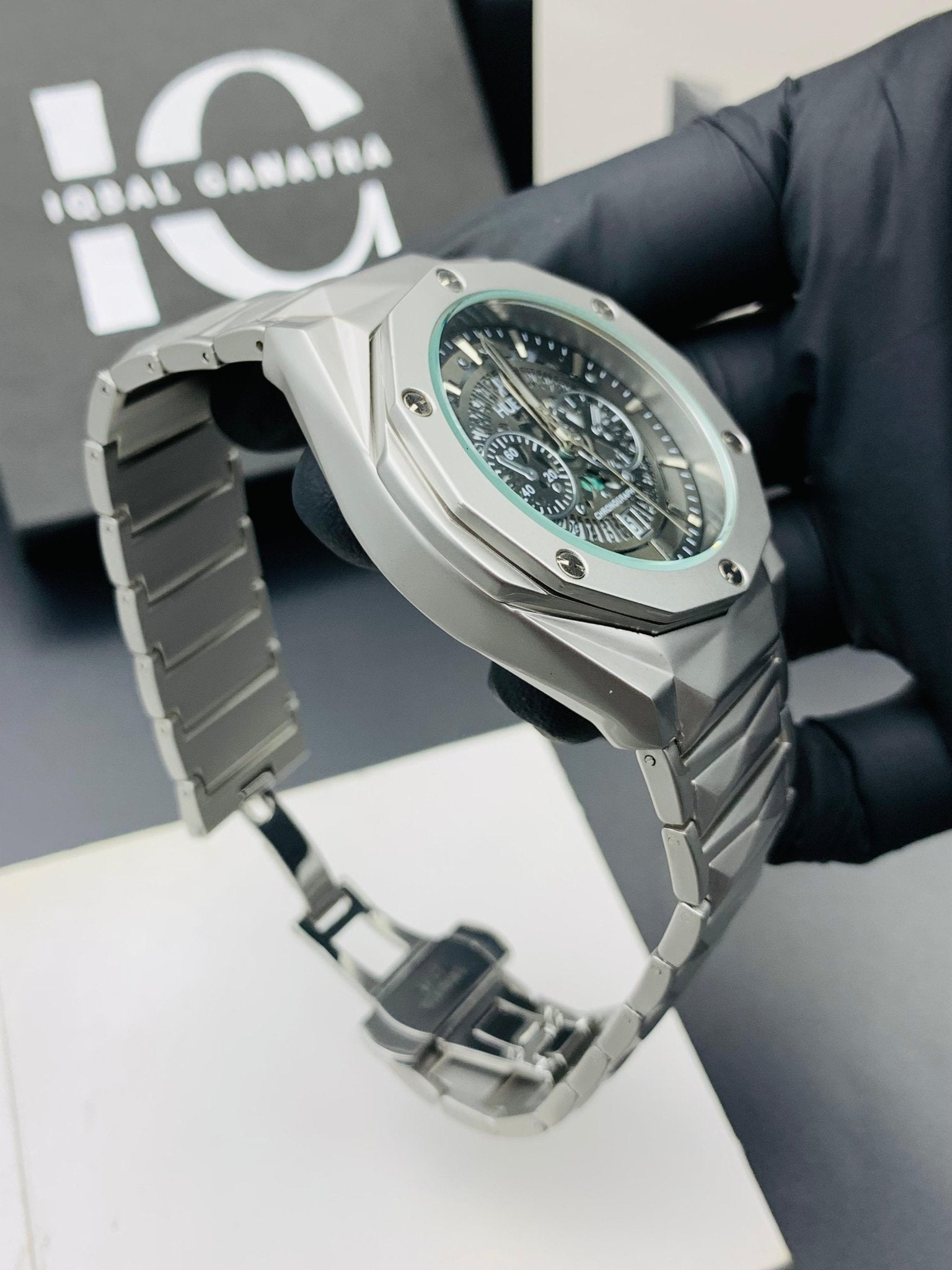 Diamond Cut | Date Adjustment | Texture Chain |Silver Black