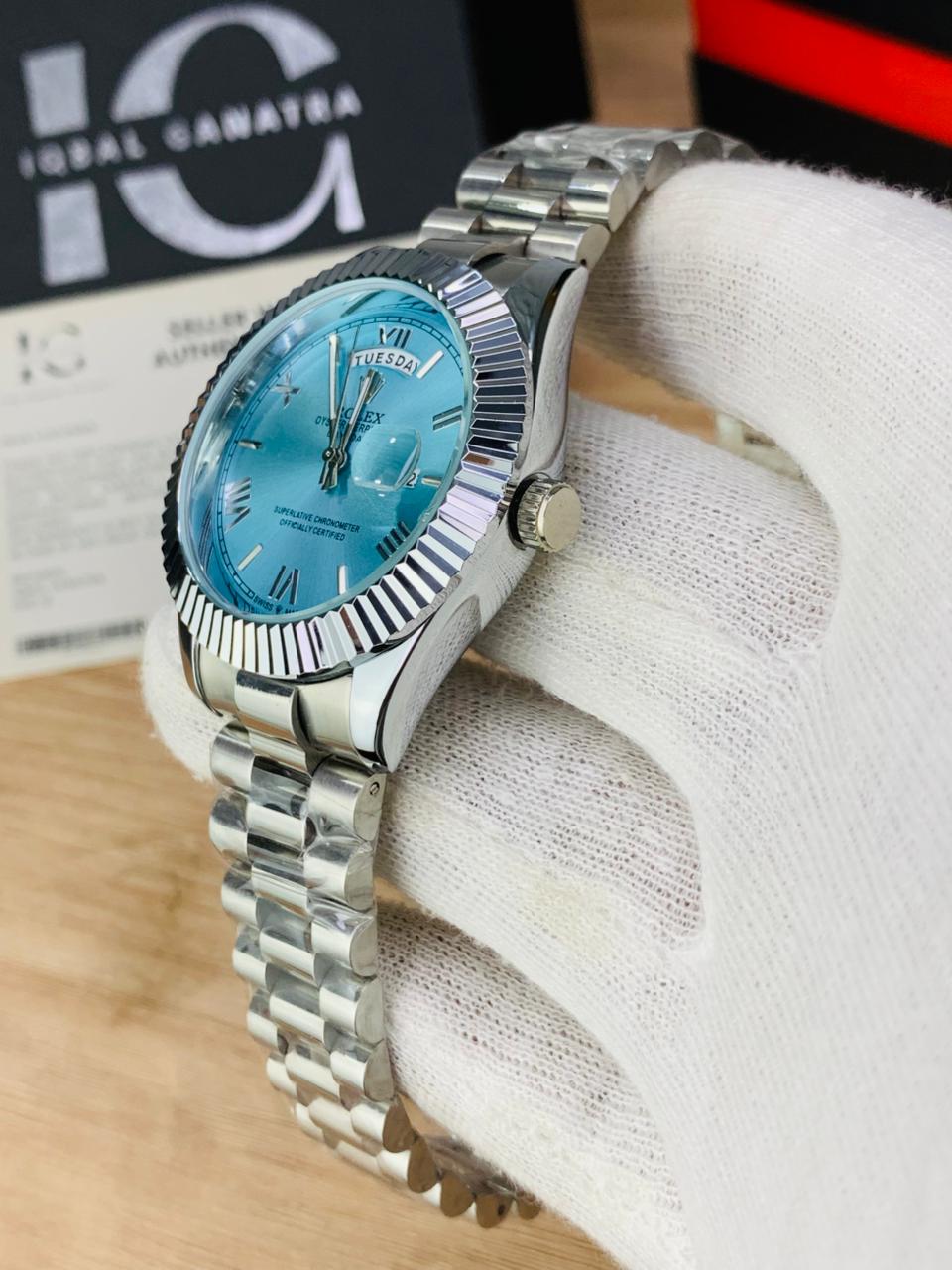 Fluted Bezel Day And Date Model (Tiffany)