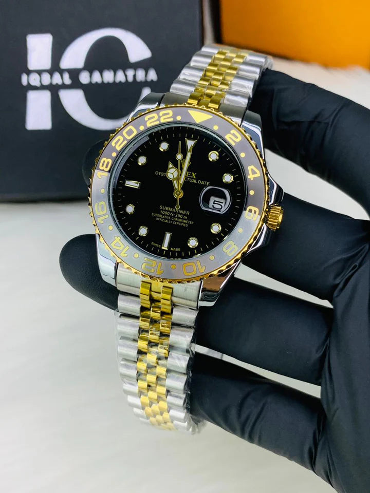 GMT Semi Auto Movement Jubilee Chain | Date Working | Two Tone Black