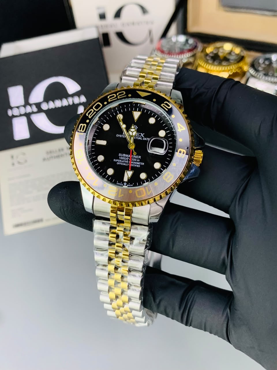 GMT Semi Auto Movement Jubilee Chain | Date Working | Two Tone Black