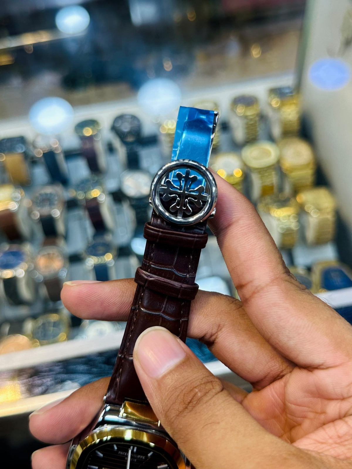 PP leather Strap | Brown Strap Gold Brown Case