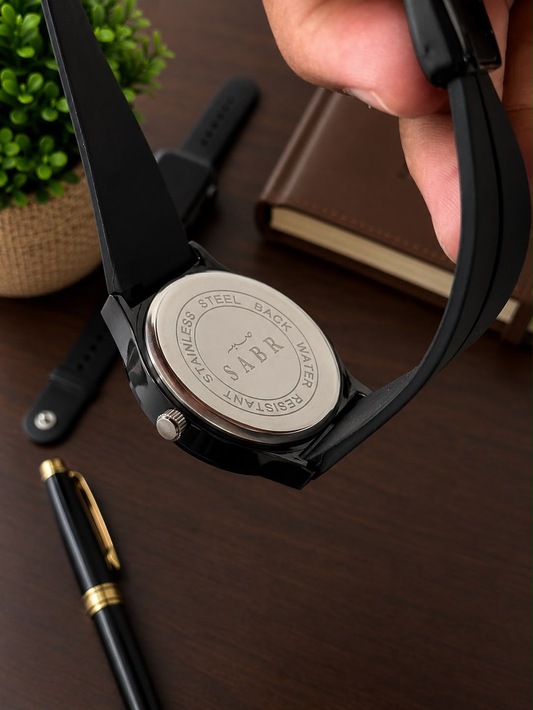 Sabr Watch | Black Strap | Silver White Dial