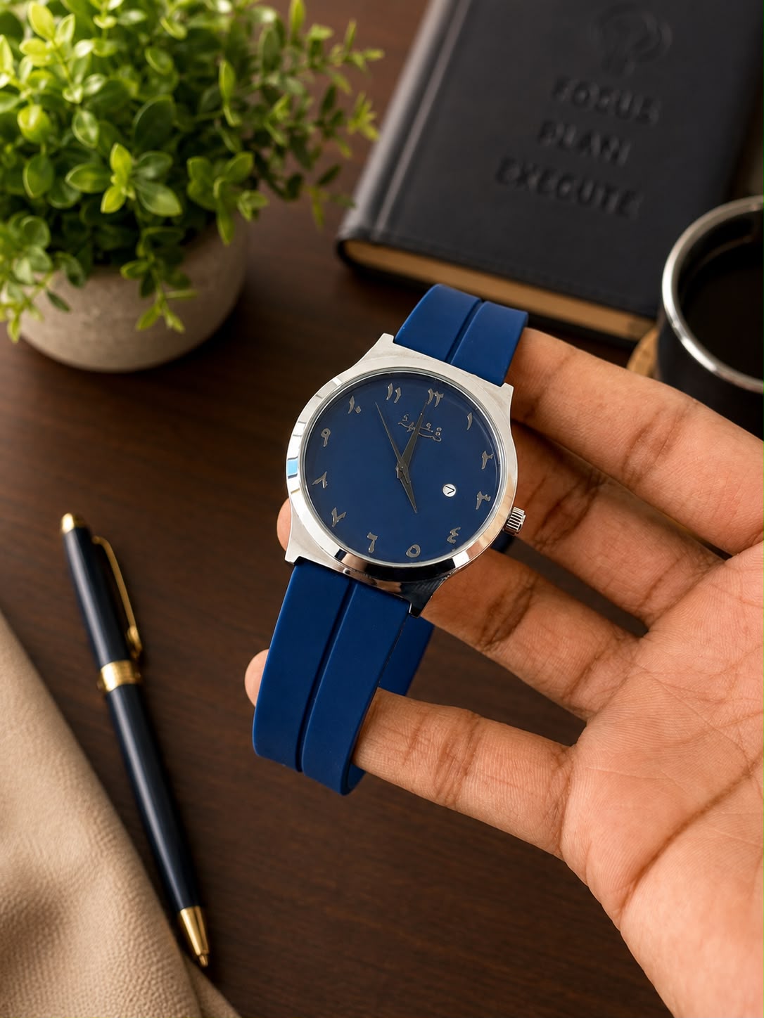 Sabr Watch | Blue Strap | Silver Blue Dial